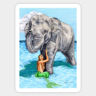 Mermaid & Elephant Sticker